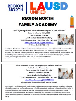 RNFA - Parent Workshop: April 28 at 9:00am (Woodland Hills Academy - Woodland Hills)
